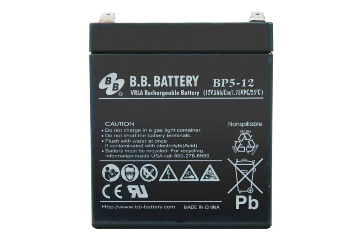 Аккумуляторная батарея 12 В, 5 Ач BB Battery BP 5-12 - выгодная цена,  отзывы, характеристики, фото - купить в Москве и РФ