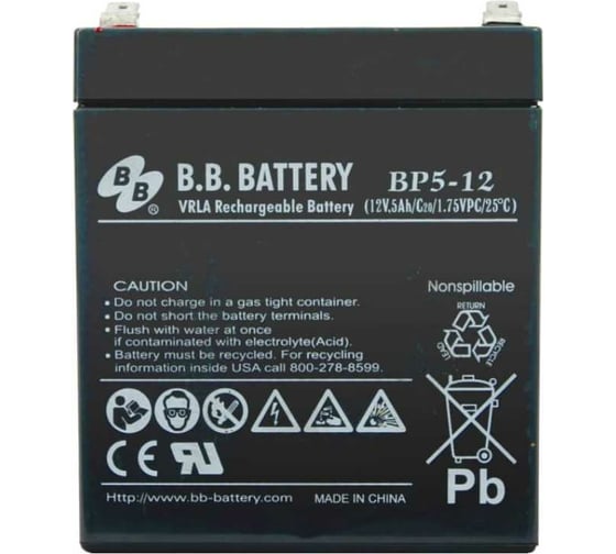 Аккумуляторная батарея 12 В, 5 Ач BB Battery BP 5-12