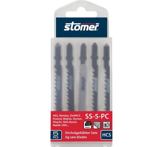Набор пилок для лобзика SS-5-PC STOMER 98290950