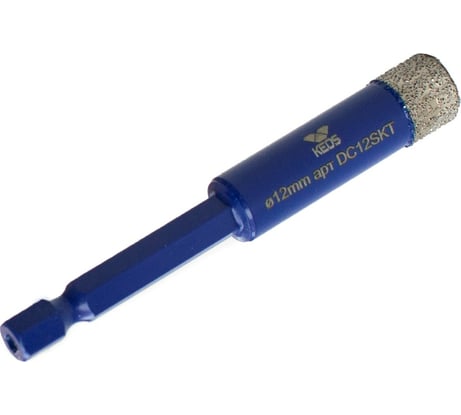 Коронка алмазная с воском по керамограниту PRO 12 мм, 1/4" HEX KEOS DC12SKT