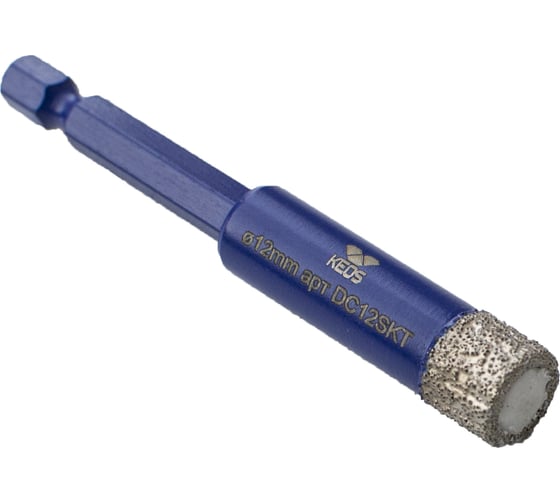 Коронка алмазная с воском по керамограниту PRO 12 мм, 1/4" HEX KEOS DC12SKT