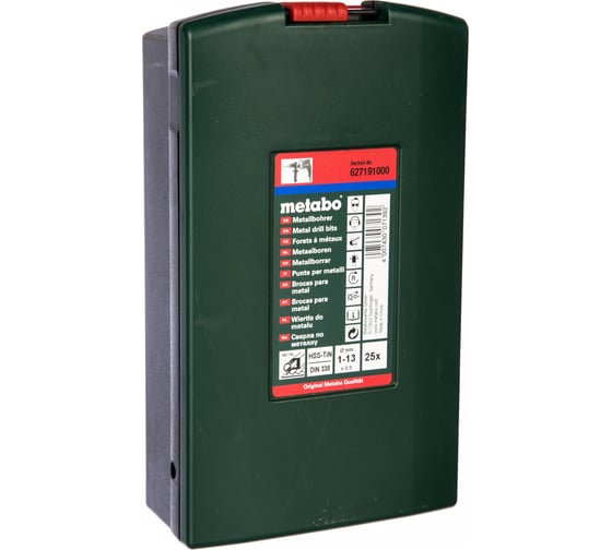 Набор сверл 25 шт. по металлу (1-13 мм; HSS-TiN) Metabo 627191000