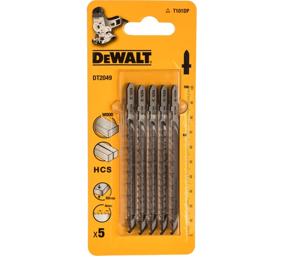 Пилки для лобзика по дереву 5 шт. (100/68 мм; 4 мм; HCS) DEWALT DT 2049