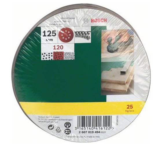 Шлист (25 шт.; 125 мм; К120) Bosch 2.607.019.494 1