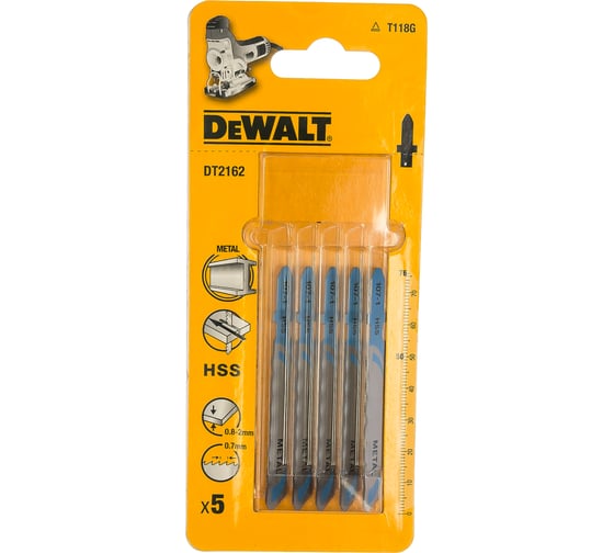 Набор пилок по металлу (5 шт; 76 мм; 0.7TPI; HSS) для лобзика DEWALT DT 2162
