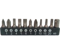 Набор битов шлицевых 11 предметов, SL, PH, PZ, Torx, 1/4" AIST 10106011 00-00026074