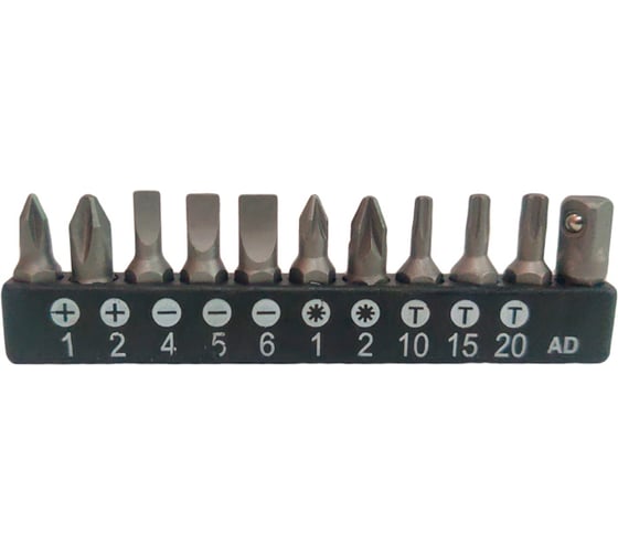 Набор битов шлицевых 11 предметов, SL, PH, PZ, Torx, 1/4" AIST 10106011 00-00026074 1