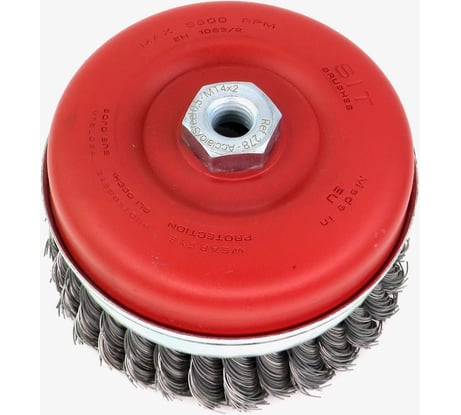 Щетка чашечная усиленная жгутовая 120 мм, М14, с кольцом для ушм, проволока сталь 0.5 мм SIT 0278