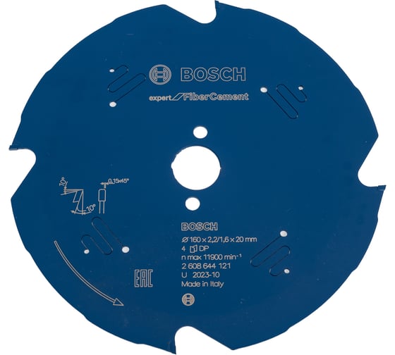 Диск пильный по фиброцементу и гипсокартону Expert for Fiber Cement (160x20 мм; 4T) для погружных и ручных циркулярных пил Bosch 2608644121 1