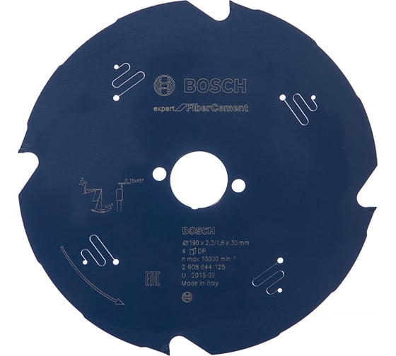 Диск пильный по фиброцементу и гипсокартону Expert for Fiber Cement (190x30мм; 4T) для погружных и ручных циркулярных пил Bosch 2608644125