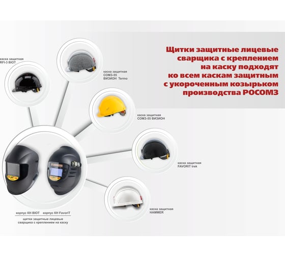 Защитный лицевой щиток сварщика с креплением на каске РОСОМЗ КН PREMIER FavoriT 9 05363