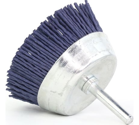 Щетка чашечная 75 мм, хв-к 6 мм, ворс синий полимер абразив Р180 для дрели SIT 0625