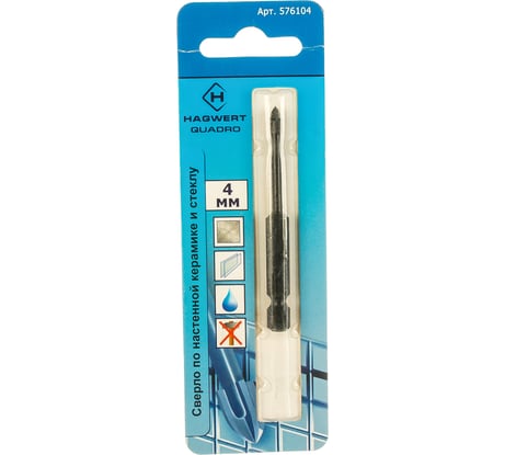 Сверло Quadro (4 мм; 4 грани) по керамике и стеклу HAGWERT 576104