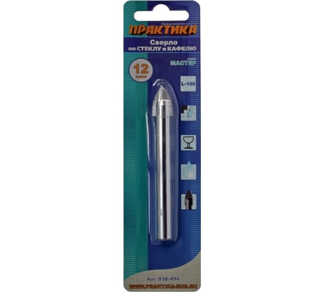 Сверло по стеклу (12 мм) ПРАКТИКА 038-494