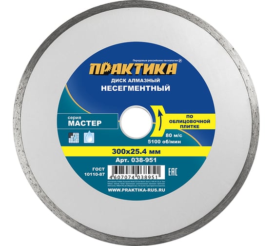 Диск алмазный Мастер (300х25.4 мм) ПРАКТИКА 038-951