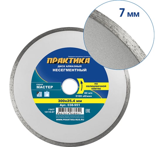 Диск алмазный Мастер (300х25.4 мм) ПРАКТИКА 038-951
