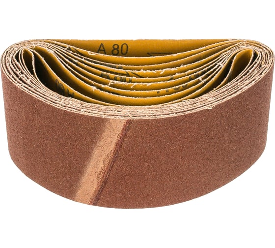 Лента шлифовальная (10 шт; 75х457 мм; P80) ПРАКТИКА 032-881 1