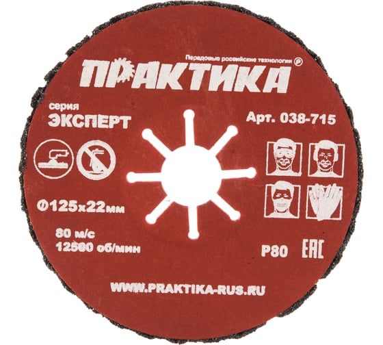 Круг абразивный торцевой (125 мм; Р80) ПРАКТИКА 038-715