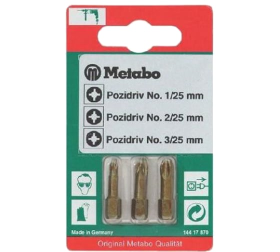 Набор бит (3 шт; 25 мм; PZ 1/2/3) Metabo 631561000 1
