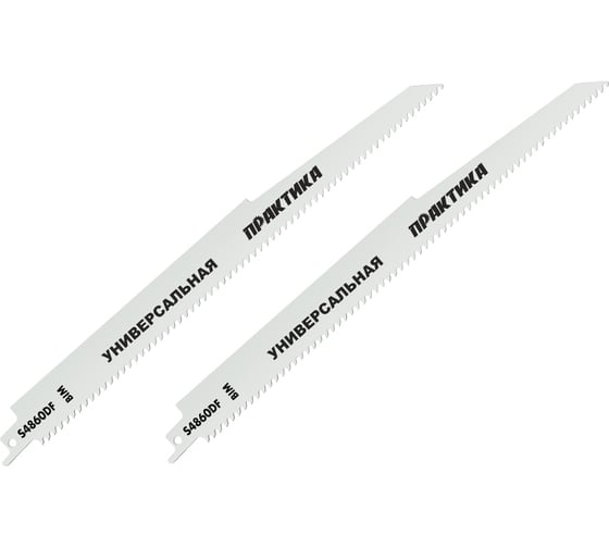 Пилки для сабельной пилы ПРАКТИКА S4860DF BIM, по дер/мет/пласт, шаг 4мм, 300мм, упак 2 шт 773-576 1