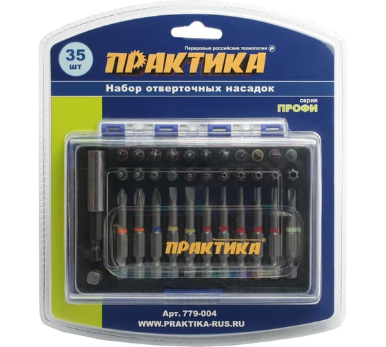 Набор бит (35 шт; PH; PZ; SL; T/Torx; TW; Hex + магнитный держатель) ПРАКТИКА 779-004