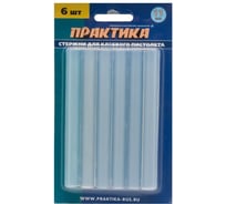 Клей белый, прозрачный (6 шт; 11х100 мм) для клеевого пистолета ПРАКТИКА 641-589