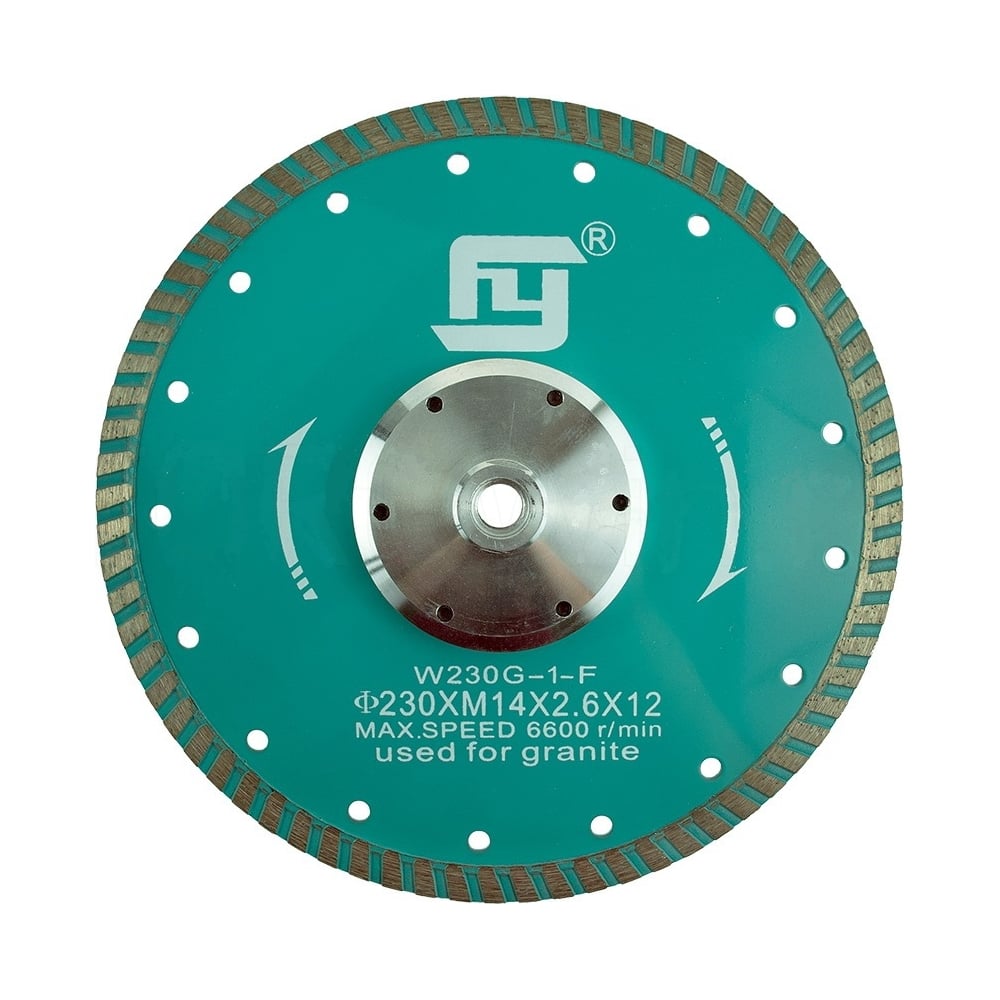 Диск алмазный по граниту турбо с фланцем 230x2.6x12 мм, M14 TORGWIN ...