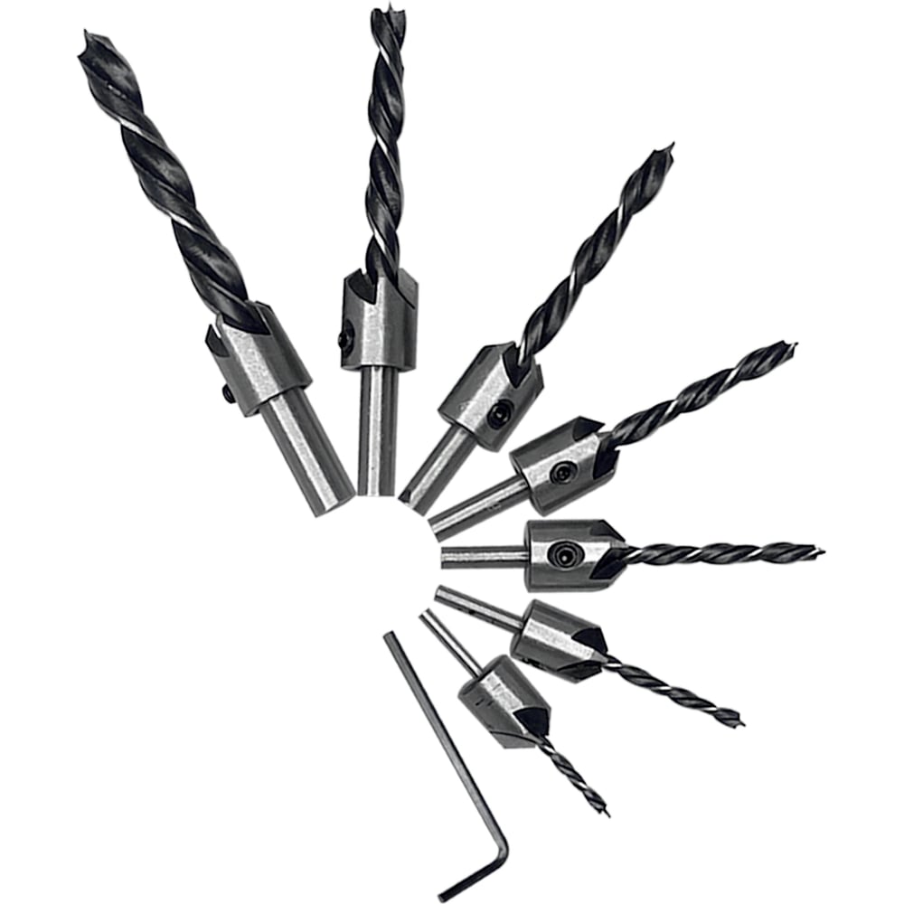 Набор сверл по дереву с зенкером 8 предметов vertextools 0987-3-10 ...