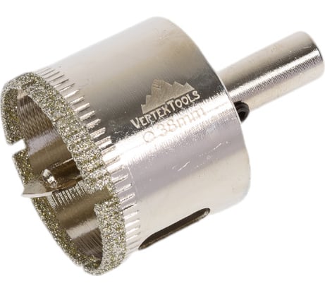 Коронка с центрирующим сверлом по стеклу и керамике 38x55 мм vertextools 336-38-55