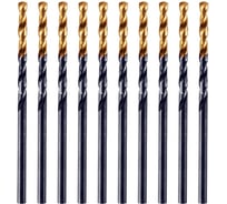 Сверло по металлу Golden Tip 2.5 мм, HSS-Tin, 10 шт, DIN 338 Denzel 717204