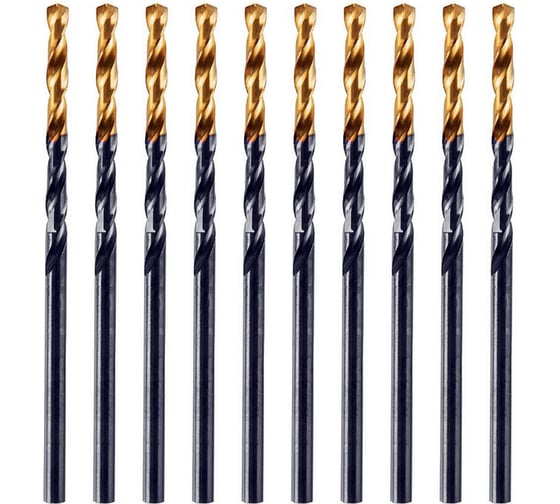 Сверло по металлу Golden Tip 2.5 мм, HSS-Tin, 10 шт, DIN 338 Denzel 717204 1