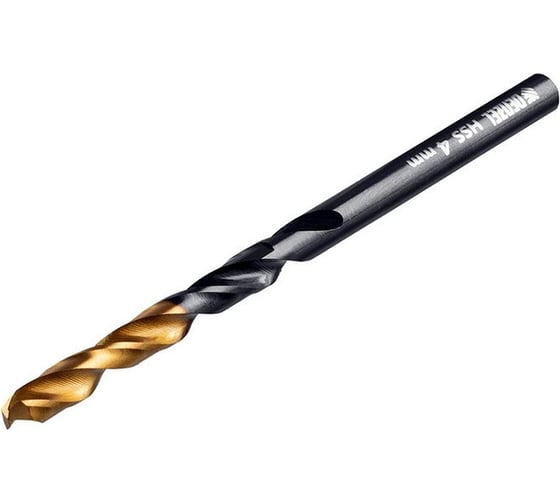 Сверло по металлу Golden Tip 4 мм, HSS-Tin, 10 шт, DIN 338 Denzel 717209