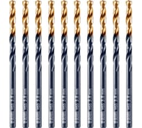 Сверло по металлу Golden Tip 3.8 мм, HSS-Tin, 10 шт, DIN 338 Denzel 717208