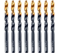 Сверло по металлу Golden Tip 9 мм, HSS-Tin, 8 шт, DIN 338 Denzel 717221