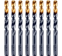 Сверло по металлу Golden Tip 10 мм, HSS-Tin, 8 шт, DIN 338 Denzel 717222