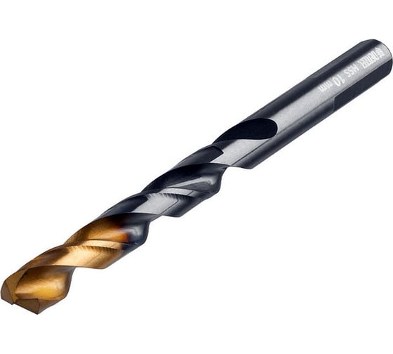 Сверло по металлу Golden Tip 10 мм, HSS-Tin, 8 шт, DIN 338 Denzel 717222