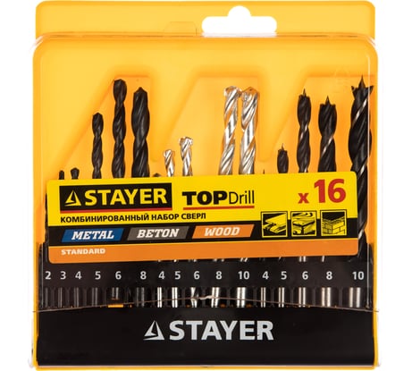 Набор сверл комбинированных STANDARD (16 предметов) Stayer 29720-H16