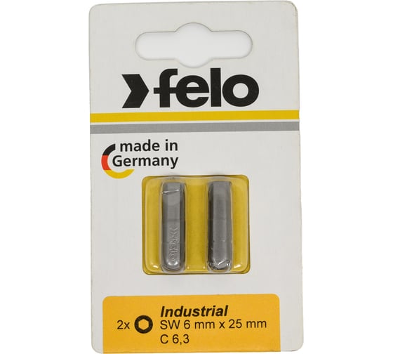 Бита Industrial Hex6, 25 мм, 2 шт Felo 02460036 1