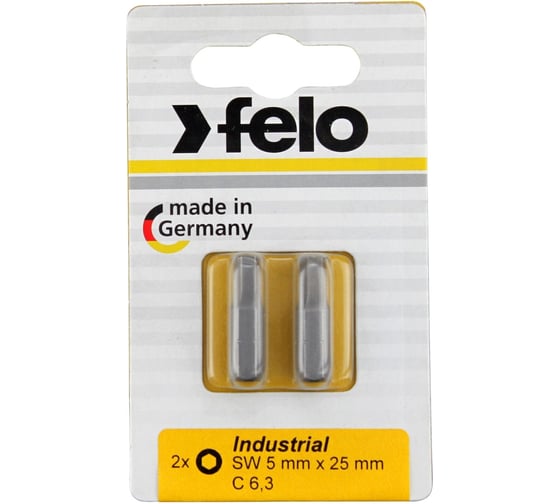 Бита Industrial Hex5, 25 мм, 2 шт Felo 02450036