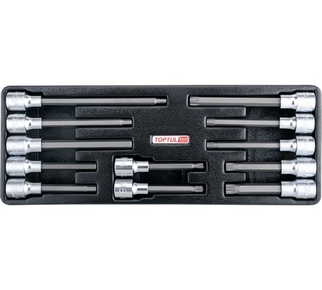 Набор головок торцевых 1/2"DR с удлиненными насадками 12 предметов, в ложементе TOPTUL GAAT1202