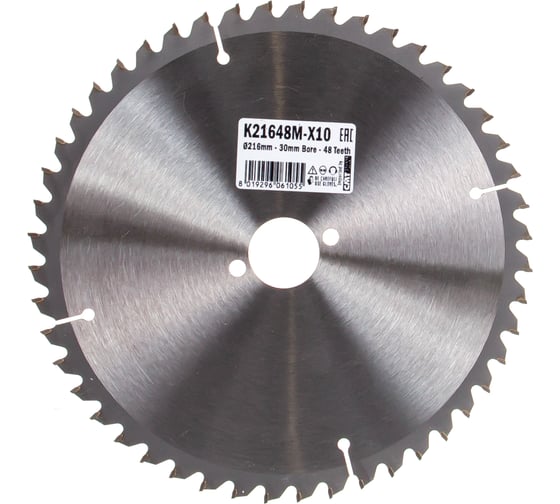 Диск пильный по дереву Contractor (216x2.4х1.6x30 мм; Z48; ATB -5NEG) CMT K21648M-X10
