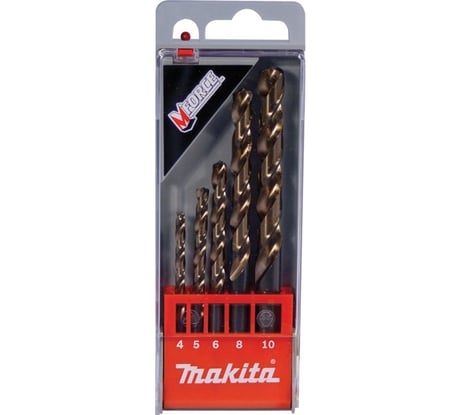 Набор сверл по металлу 5шт, HSS, 4-10мм, M-Force Makita D-30508