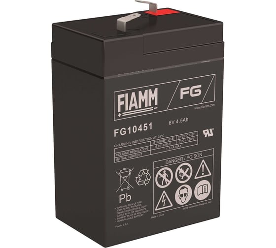 Батарея аккумуляторная 6 В, 4.5 Ач FIAMM FG10451 1