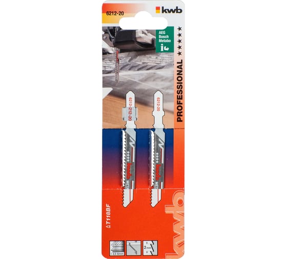 Пилка по металлу (2 шт; S20) для лобзика KWB T118BF 6212-20 1