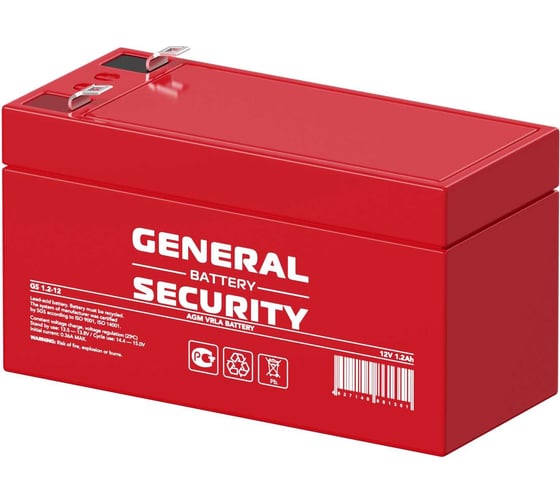Аккумуляторная батарея General Security GS1.2-12 12В, 1.2 Ач УТ-00001371