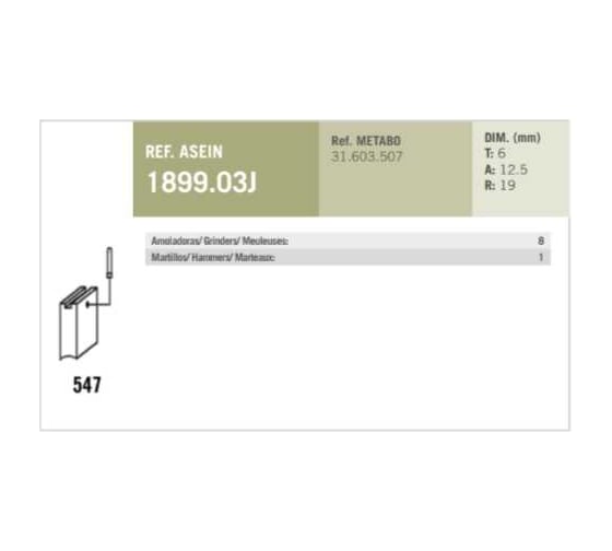 Комплект графитовых щеток 2 шт, Metabo, OEM 316035070/as Asein 1899.03J