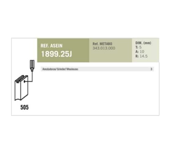 Комплект графитовых щеток 2 шт, Metabo, OEM 343013000/as Asein 1899.25J