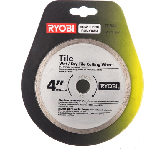 Диск алмазный (102х16 мм) для плиткореза ONE+ Ryobi TSBA1 5132002473