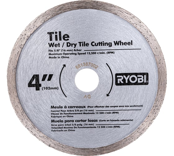 Диск алмазный (102х16 мм) для плиткореза ONE+ Ryobi TSBA1 5132002473