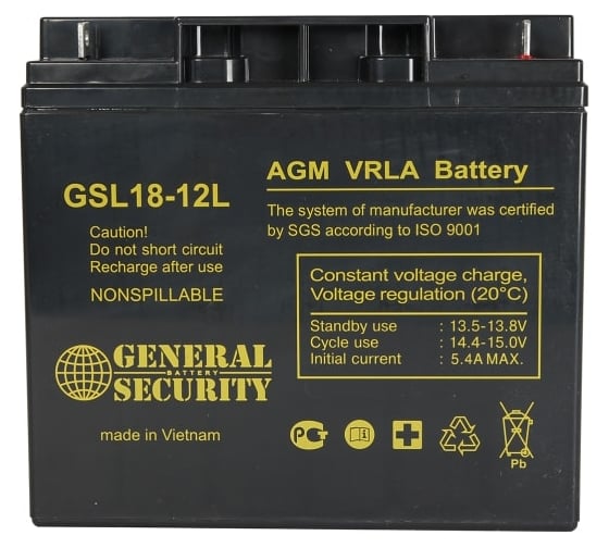 Аккумулятор для ИБП General Security GSL18-12L 12В, 18 Ач УТ-00000533 - выгодная цена, отзывы, характеристики, фото - купить в Москве и РФ